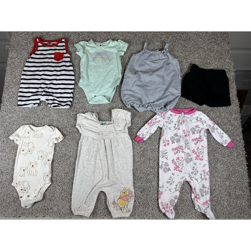 Baby Girl‎ 3-6M Clothing Lot 7 Pc Disney Carter's babyGap Garanimals Pajamas